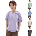 thumbnail image 1 of JCCXIN T-Shirts For Boys Crew Neck Striped Solid Color Outdoor Active Tops Stretch Short Sleeve School Summer Soft Casual Daily Clothes,Purple,11-12 Years, 1 of 4