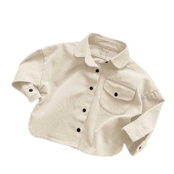 JCCXIN Toddler Baby Boys Shirt Long Sleeve Back To School Button Down Shirts Lapel Solid Color Fall Adorable Casual Everyday Clothes,Beige,3-4 Years