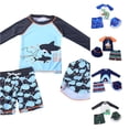 thumbnail image 1 of JCCXIN Toddler Baby Boys Swimsuit Cartoon Graphic Rash Guard And Trunks With Hat 3 PC Set Long Sleeve Crew Neck Batching Suit Summer Surfing Cute Vacation Swim Sets,Sky Blue,12-24 Months, 1 of 7