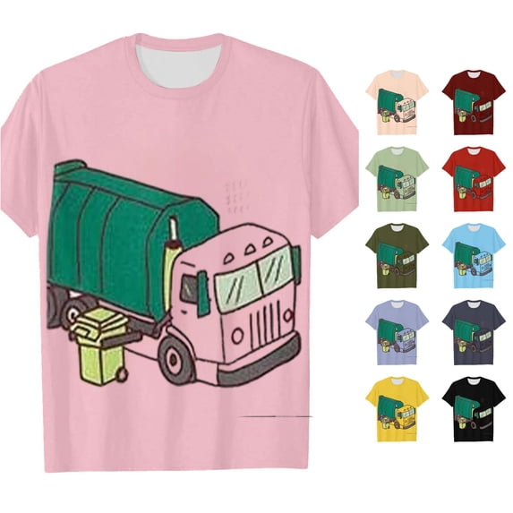 JCCXIN Toddler Baby Boys T-Shirts Crew Neck Car Graphics Outdoor Active Tops Stretch Short Sleeve School Summer Soft Casual Daily Clothes,Pink,3-4 Years
