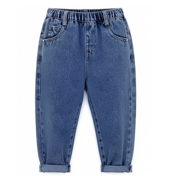 JCCXIN Toddler Baby Girls Jeans Flare Denim Pants Baggy Elastic Waist Pants With Pocket Solid Color Outdoor Playwear Casual Daily Wear Sweet Holiday Bottoms,Blue,3-4 Years