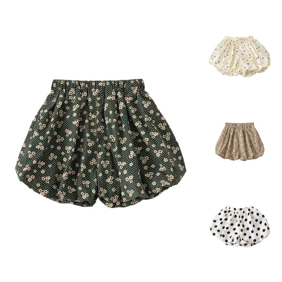 JCCXIN Toddler Baby Girls Puff Shorts Polka Dot Floral Print Elastic Waist Outdoor Daily Playwear Summer Casual Lovely Party Bottoms,Purple,18-24 Months