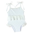 thumbnail image 1 of JCCXIN Toddler Baby Girls Swim Wear Two Pieces Ruffles Bow Solid Color Summer Fashionable Trim Sleeveless TankLovely Beach Swimsuit,White,2 Years-3 Years, 1 of 4