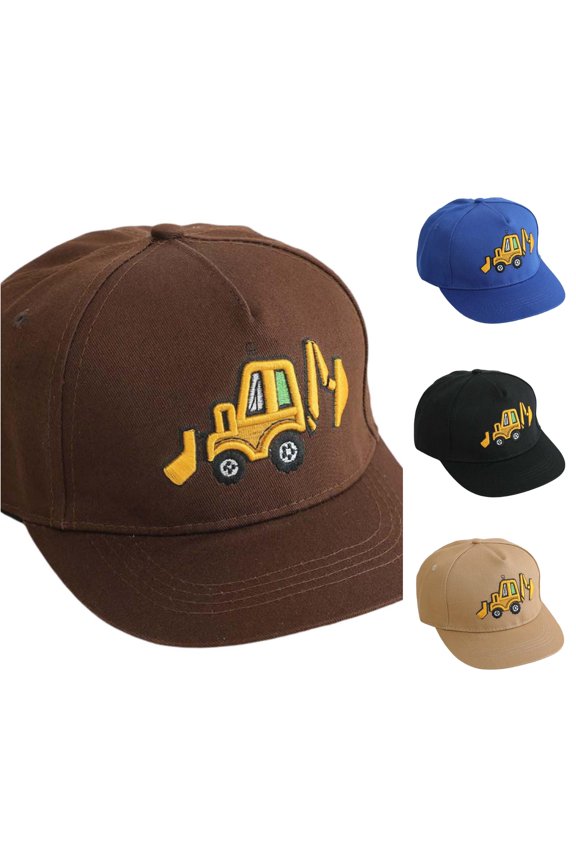 Toddler Baseball Cap Boys Trucker Hat Excavator Embroidery Adjustable Lightweight School Days Caps Summer Daily Outdoor Cute Vacation Sports Hats,Coffee,2-8 Years