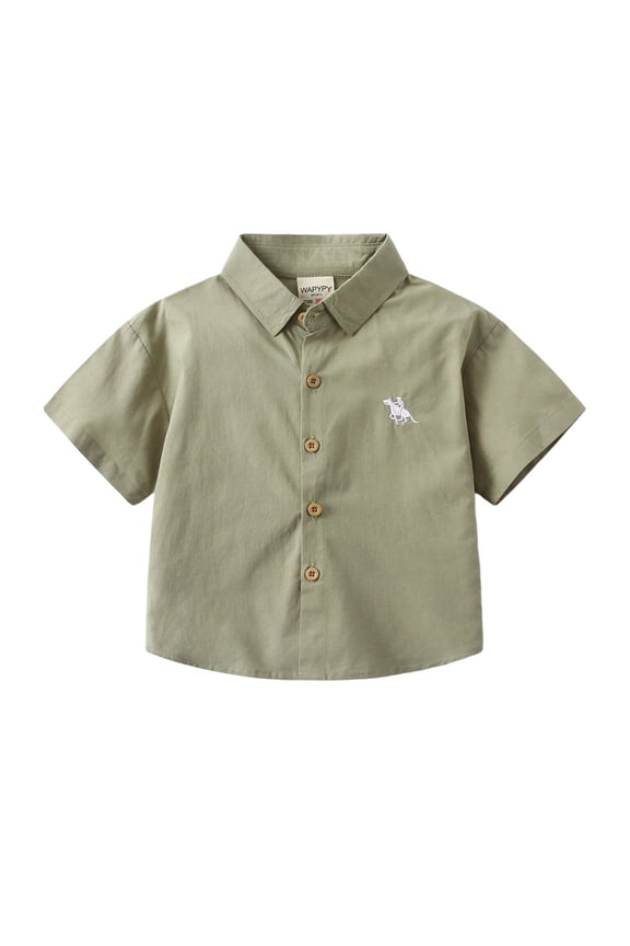 Toddler Boys T Shirt Embroidered Fashion Summer Casual Comfortable Breathable Blend Cozy Holiday Top,Green,12-18 Months