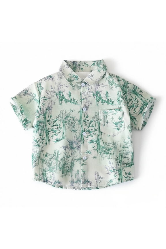 Toddler Boys T Shirt Summer Crew Neck Short Sleeve Floral Print Casual Outdoor Activities Cool Vacation Top,Mint Green,7-8 Years