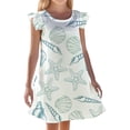 thumbnail image 1 of JCCXIN Toddler Girls Nightgowns Pajama Dresses Ocean Animal Graphic Sleepwear Fly Sleeve Crew Neck Casual Daily Home Cute Loungewear,White,3-4 Years, 1 of 3