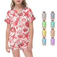 thumbnail image 1 of JCCXIN Toddler Girls Pajamas Set Sleepwear Short Sleeve Ocean Animal Graphic Button Down Top And Shorts 2 Pc Nightwear Lapel Casual Daily Home Lovely Loungewear,Pink,8-9 Years, 1 of 4