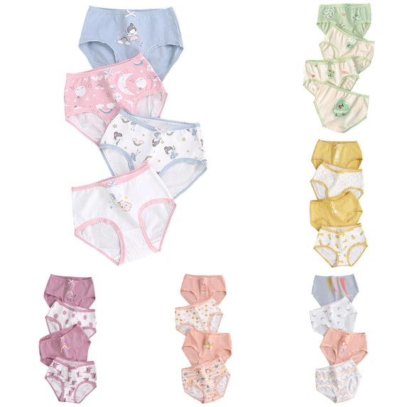 JCCXIN Toddler Girls Underwear 4 Pack Cotton Junior Panties Soft Breathable Elastic Waist Cartoon Graphic Comfort School Home Everyday Wear Breathable Underpants,Blue,13-14 Years