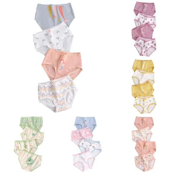 JCCXIN Toddler Girls Underwear 4 Pack Cotton Junior Panties Soft Breathable Elastic Waist Cartoon Graphic Comfort School Home Everyday Wear Cute Underpants,Dark Blue,11-12 Years