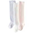 thumbnail image 1 of JCCXIN Toddler Kid Boys Girls Knee-High Socks Cotton Ruffles Soft Comfort Casual Everyday Wear Breathable Spring Summer Cute Home Socks,3 Pack,4-5 Years, 1 of 2