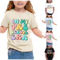thumbnail image 1 of JCCXIN Toddler Kid Girls Back To School Tshirts First Day Of School Floral Print Letter Graphic Tees Short Sleeve Crew Neck Casual Daily Wear Summer Lovely Tops, 1 of 4