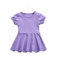 thumbnail image 1 of JCCXIN Toddler Kid Girls Dresses Cotton Summer Casual Pure Color Elastic Waist Outdoor Play Short Sleeve Crew Neck Sweet Party Sundress,Purple,12-16 Months, 1 of 2