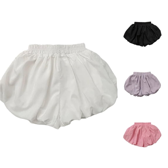 JCCXIN Toddler Kid Girls Puff Shorts Elastic Waist Solid Color Outdoor Daily Playwear Summer Casual Cute Beach Bottoms,Red,12-18 Months