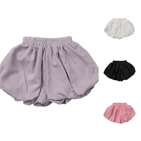 JCCXIN Toddler Kid Girls Puff Shorts Elastic Waist Solid Color Outdoor Daily Playwear Summer Casual Sweet Holiday Bottoms,Purple,5-6 Years
