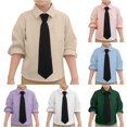 thumbnail image 1 of JCCXIN Toddler Kids Boys Girls Button Down Shirts Short Sleeve School Uniform Shirt Back To School Dressy Shirts Lapel Solid Color Soft Casual Daily Clothes,Beige,2-3 Years, 1 of 5