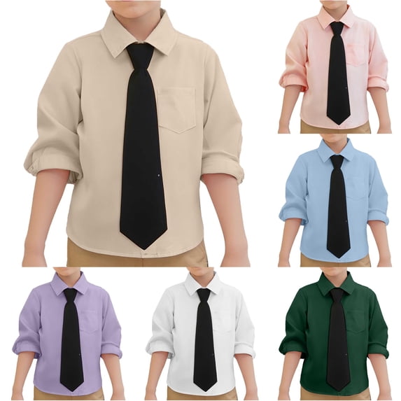 JCCXIN Toddler Kids Boys Girls Button Down Shirts Short Sleeve School Uniform Shirt Back To School Dressy Shirts Lapel Solid Color Soft Casual Daily Clothes,Beige,2-3 Years
