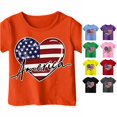 thumbnail image 1 of JCCXIN Toddler Kids Boys Girls Tee Short Sleeve Tees Independence Day Graphic Patriotic Print Crew Neck Loose Fit Outdoor Sports School Days Summer Casual Daily Wear Cozy Beach Tops,Orange,1-2 Years, 1 of 4