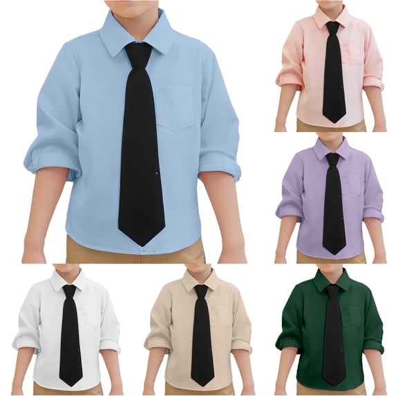 JCCXIN Toddler Kids Girls Button Down Shirts For Boys Short Sleeve School Uniform Shirt Back To School Dressy Shirts Lapel Solid Color Adorable Casual Daily Clothes,Blue,6-7 Years