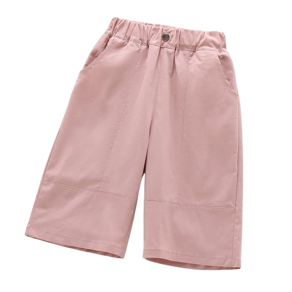 JCCXIN Toddler Kids Girls School Pants Casual Baggy Straight Wide Leg Pants With Pockets Solid Color Lightweight Outdoor Summer Daily Wear Soft Party Bottoms,Pink,2-3 Years