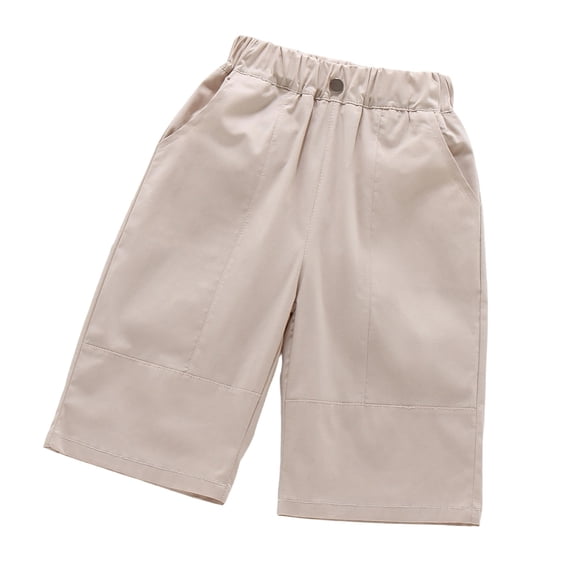 JCCXIN Toddler Kids Girls School Pants Casual Baggy Straight Wide Leg Pants With Pockets Solid Color Lightweight Outdoor Summer Daily Wear Sweet Party Bottoms,Khaki,2-3 Years