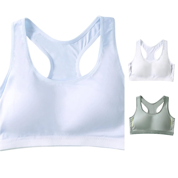 JCCXIN Training Bras For Girls Padded Wireless Junior Sports Bras Racerback Soft Seamless Cami Elastic Wide Strap School Everyday Comfort Cute Bralette,Sky Blue,15-18 Years