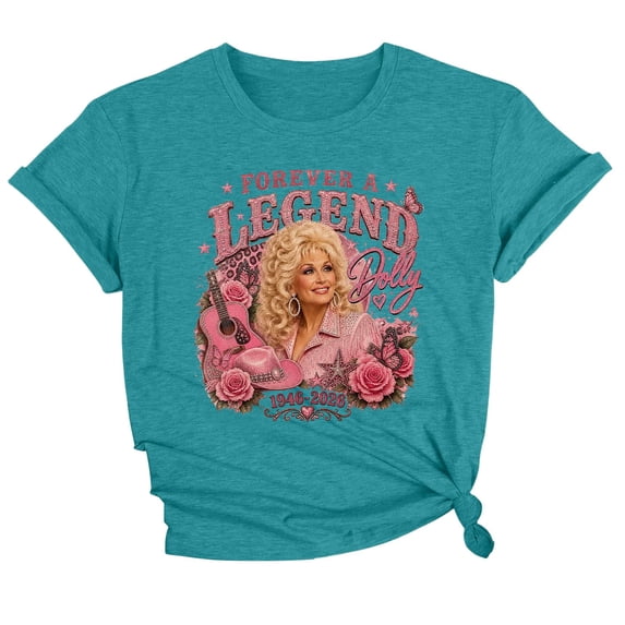 JCCXIN Vintage Dolly Shirt Parton Memorial T-Shirt Country Legend Tee Retro Country Singer Graphic Tee Crewneck Tops for Women