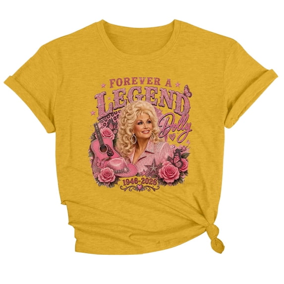 JCCXIN Vintage Dolly Shirt Parton Memorial T-Shirt Country Legend Tee Retro Country Singer Graphic Tee Crewneck Tops for Women