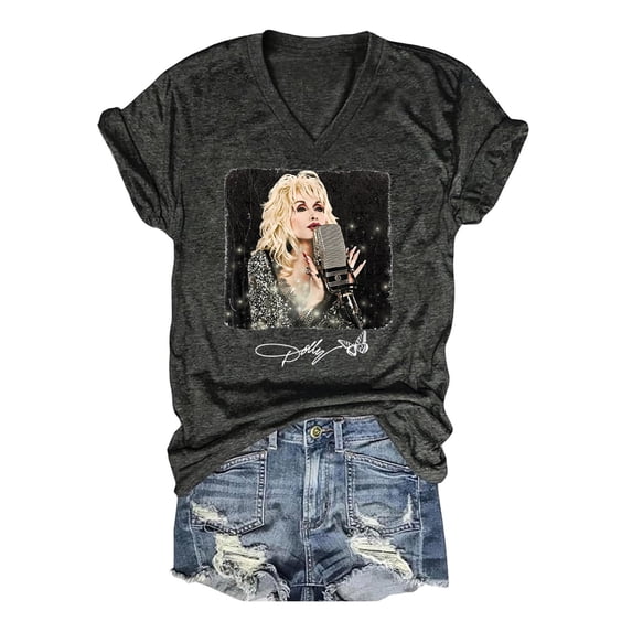 JCCXIN Vintage Dolly Shirt for Women Parton Memorial T-Shirt Country Legend Tee Retro Country Singer Graphic Tee Shirts