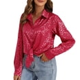 thumbnail image 1 of JCCXIN Womens Tops Ladies Fashion Casual Leopard Print Color Ding Shirt Ladies Satin Imitation Silk Drape Long Sleeve Shirt Beach Vacation Clothes, 1 of 3