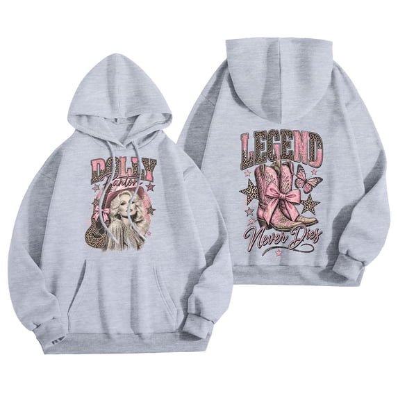 JCCXIN Womens Vintage Dolly Graphic Hoodies, Western Sweatshirts, Country Music Lengend Hooded Sweatshirt