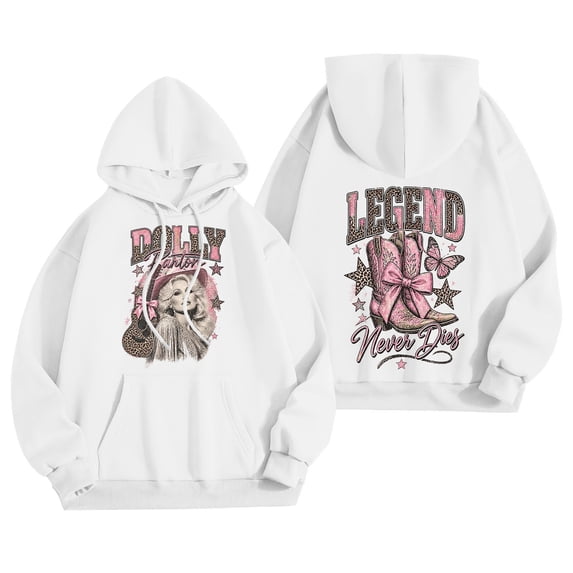 JCCXIN Womens Vintage Dolly Graphic Hoodies, Western Sweatshirts, Country Music Lengend Hooded Sweatshirt