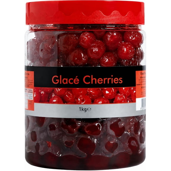 JCD Foods Glac Cherries 1kg | Glace Cherries for Baking, Fruit Cake, Cherry Bakewell & Cake Decorating | Glazed Cherries in Syrup