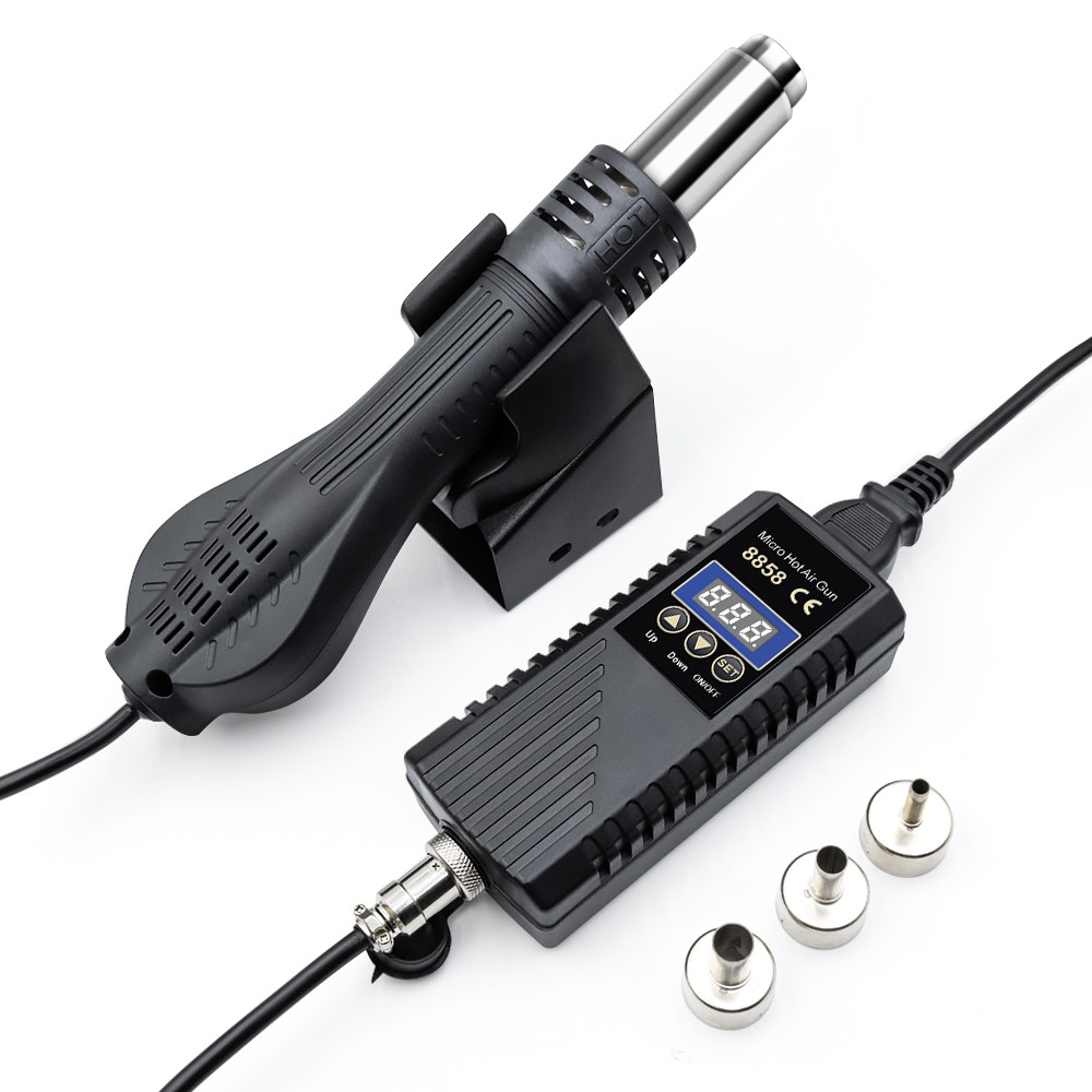 Station De Soudage à Air Chaud 858D 700W - Pour SMD, Température 100-500°C, 3 Buses, Affichage Numérique