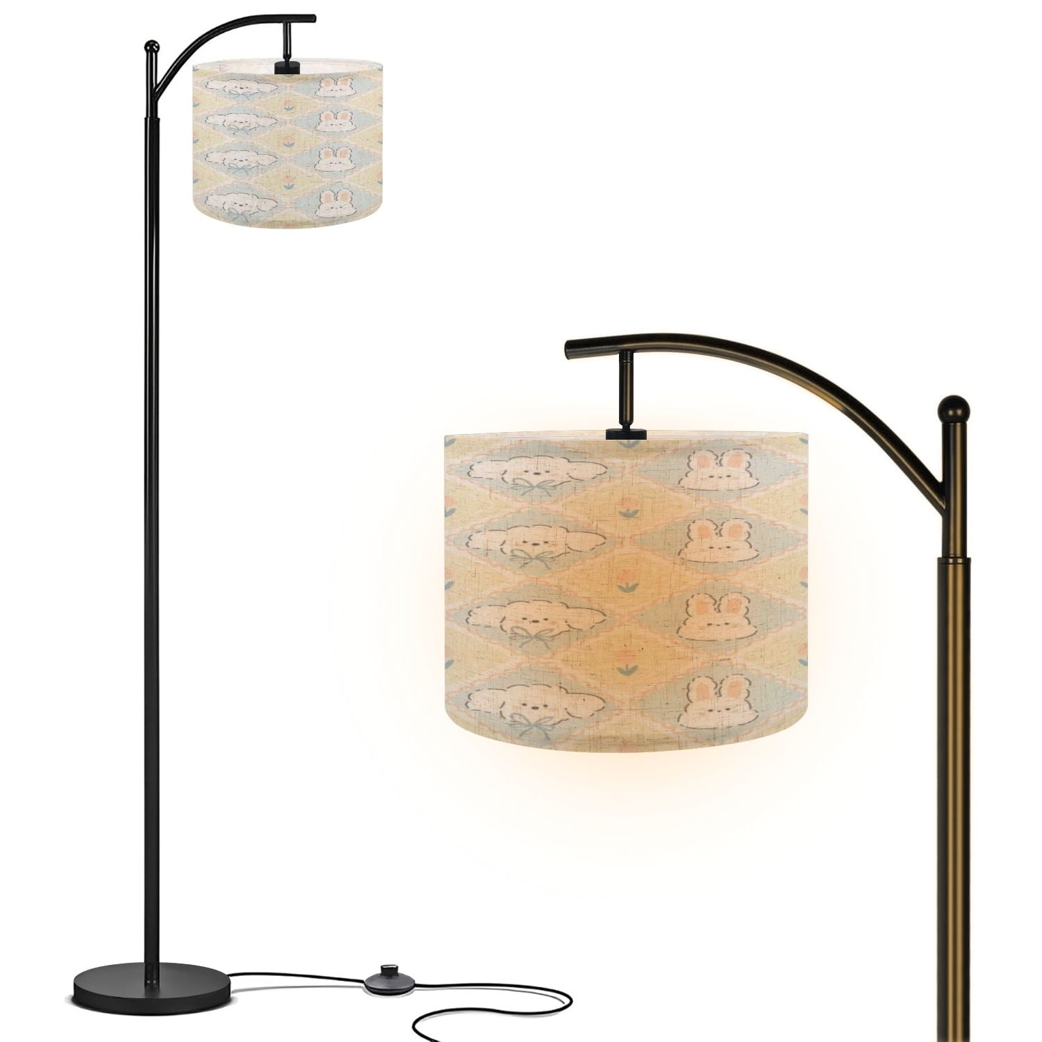 JCFANGALLERYArc Floor Lamps Kawaii seamless pattern bunny rabbit poodle ...