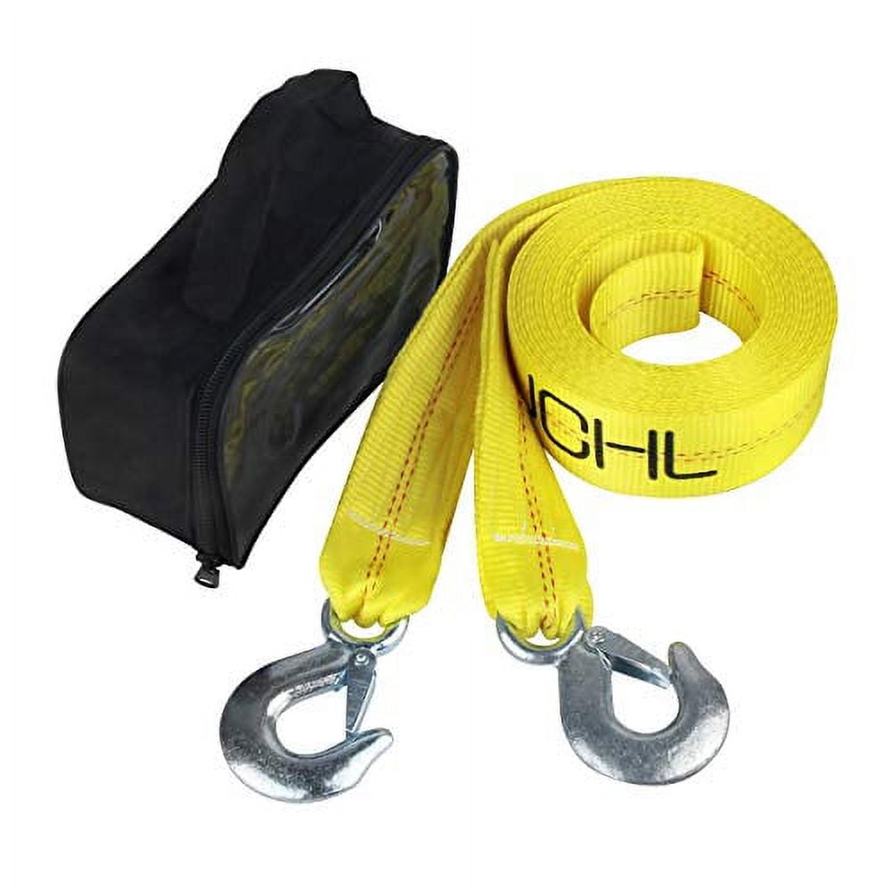 JCHL Nylon Tow Strap with Hooks 2”x20' Car Vehicle Heavy Duty Recovery Rope  20,000 lbs Capacity Tow Rope for Car Truck Jeep ATV SUV 