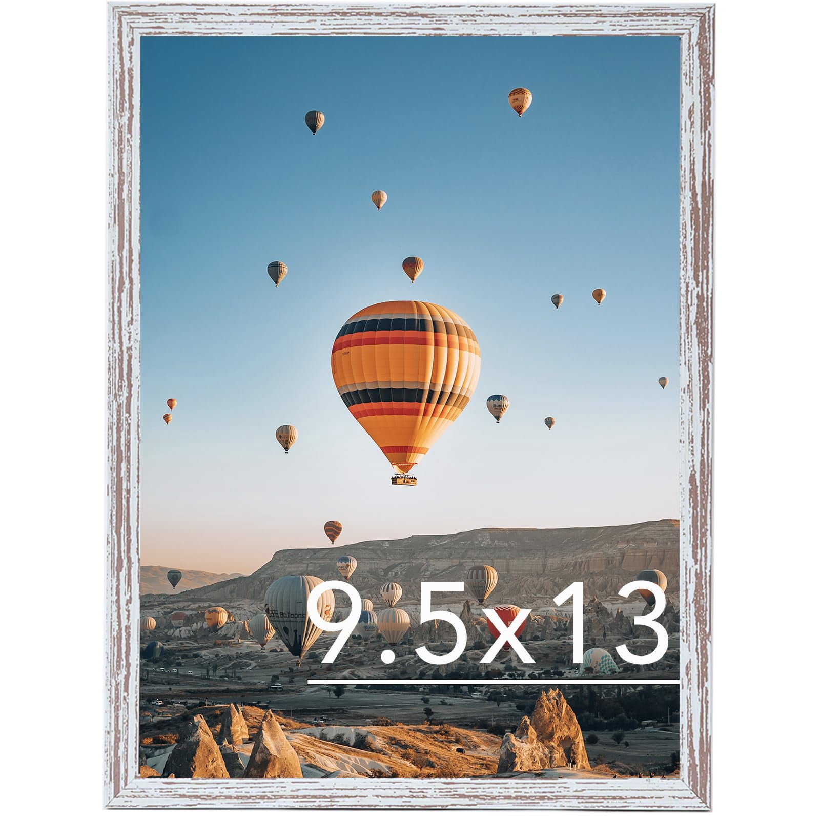 JCJMY Set Of 6 Rustic White 10x13 Picture Frames - Wall Gallery Set With Shatterproof Plexiglass, Horizontal/Vertical Hanging.