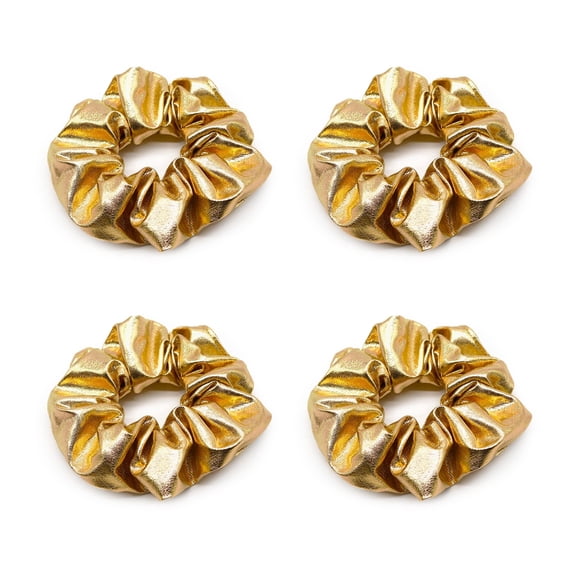 JCLIFE Gold Hair Scrunchies - Elastic Hair Ties for Girls & Women, Shiny Hair Accessories, Hair Band for Women's Ponytail, Soft Hair Bows (Gold, 4 PCS)