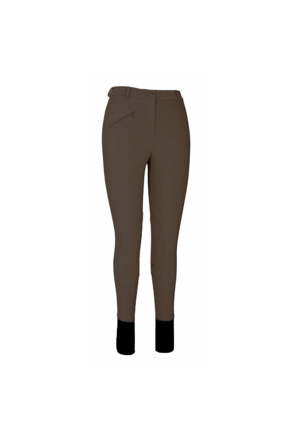 JCP Tuffrider Ladies Ribb Knee Patch Regular Breeches, Size 24, Taupe
