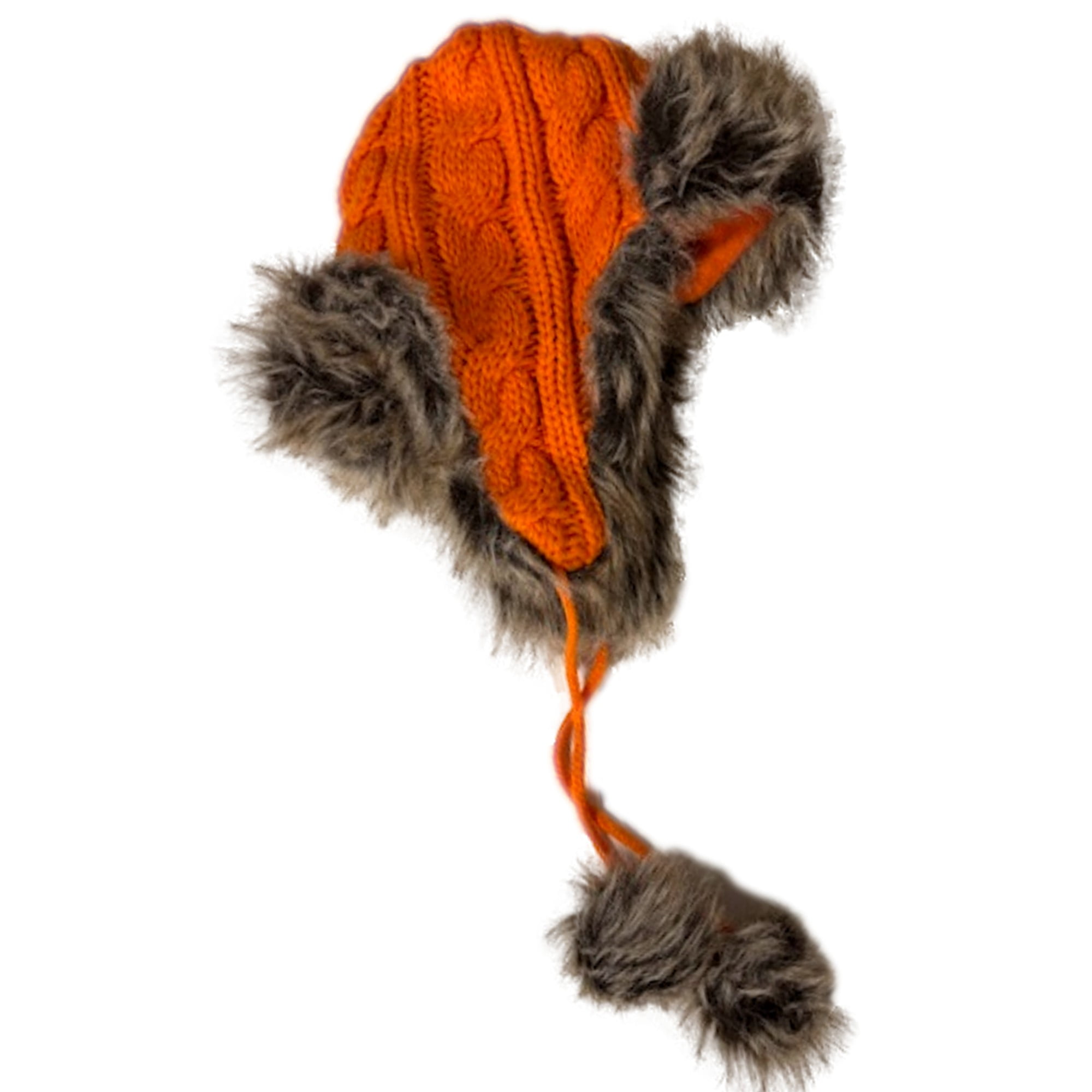 Womens Orange Cable Knit Trapper Hat With Fleece Lining - Walmart.com