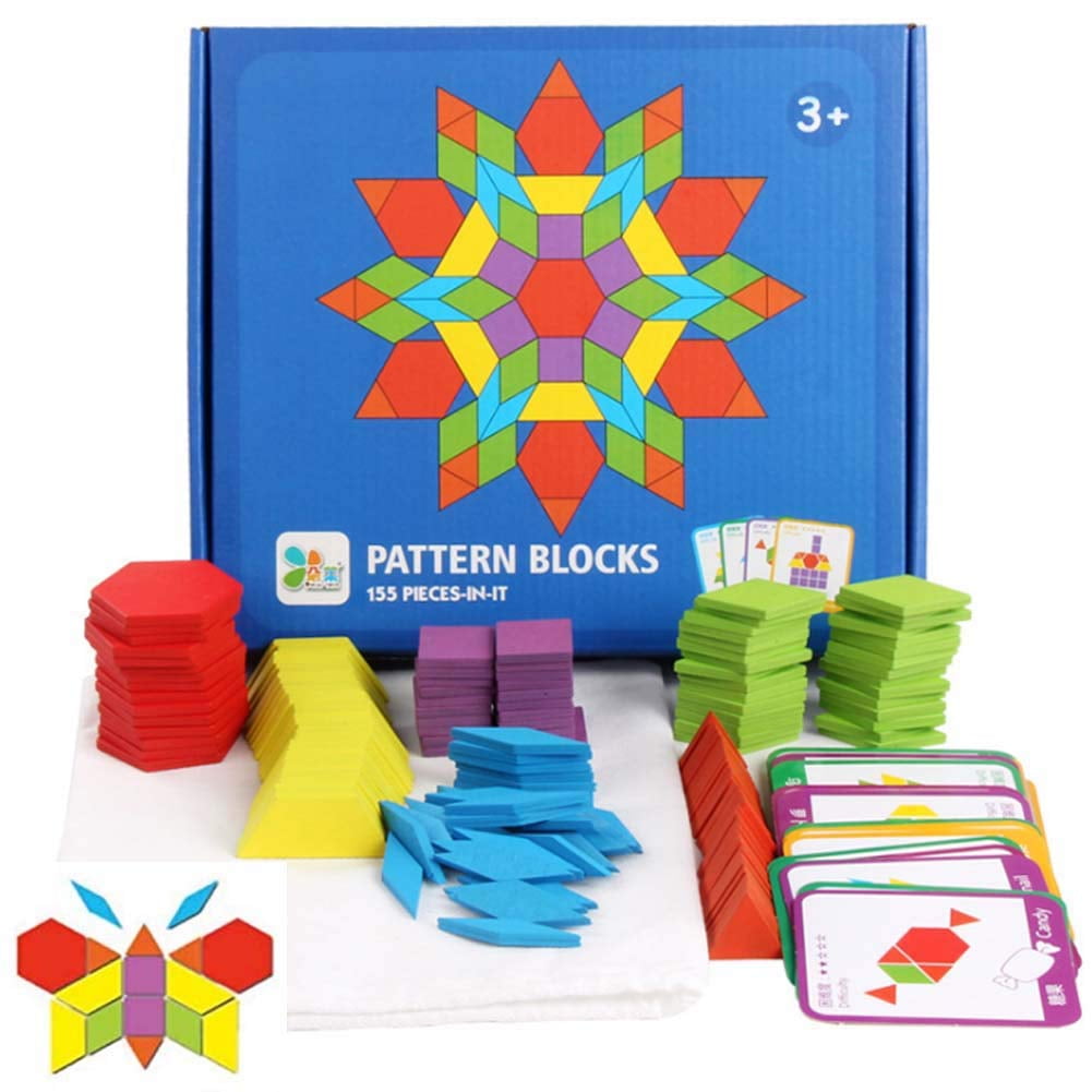 Pattern Learning Toys JCREN Wooden Pattern Blocks SSF20 Montessori Toys Shape Puzzles ...