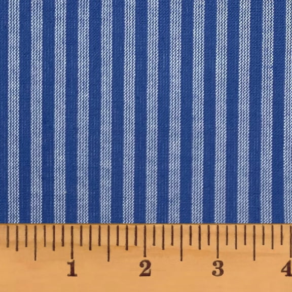Cottage Blue Stripe Cotton Homespun Fabric - Sold by the Yard - by JCS