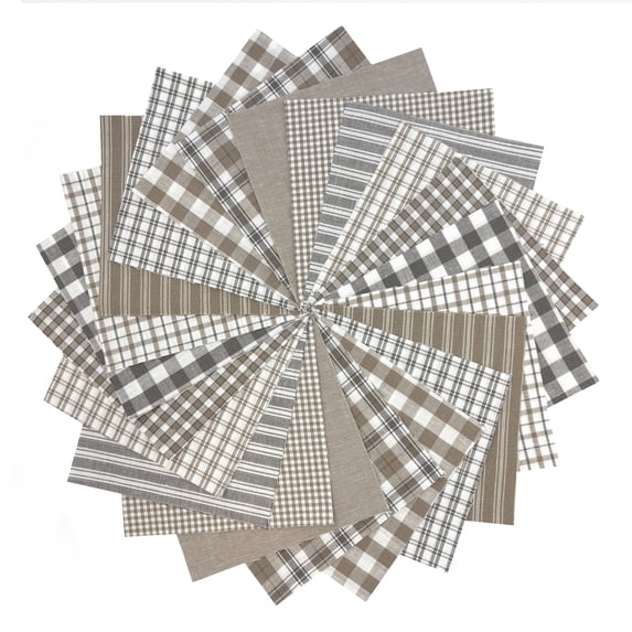 JCS 5" Lightwash Neutral Homespun Plaid Precut Quilt Squares Charm Pack, Gray (40 Pieces)