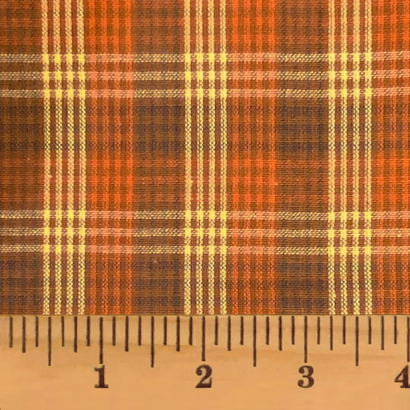 JCS Autumn Pin Plaid Orange Gold Homespun Cotton Fabric Sold by the Yard