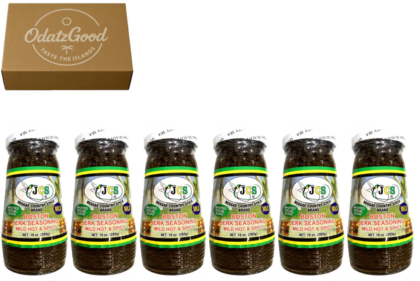 JCS Boston Jerk Mild Hot & Spicy 10oz (283g) 6-Pack  Product of Jamaica  Curated & Packaged by ODatzGood