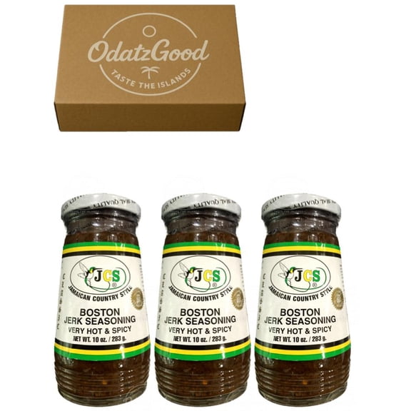 JCS Boston Jerk Very Hot & Spicy 10oz (283g) 3-Pack  Product of Jamaica  Curated & Packaged by ODatzGood