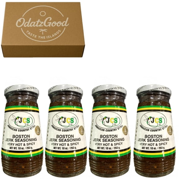 JCS Boston Jerk Very Hot & Spicy 10oz (283g) 4-Pack  Product of Jamaica  Curated & Packaged by ODatzGood