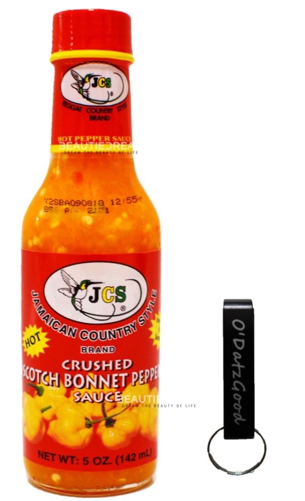 JCS Crushed Scotch Bonnet Pepper Sauce 5 oz  (142ml) Pack of 1 Packaged w/ ODatzGood