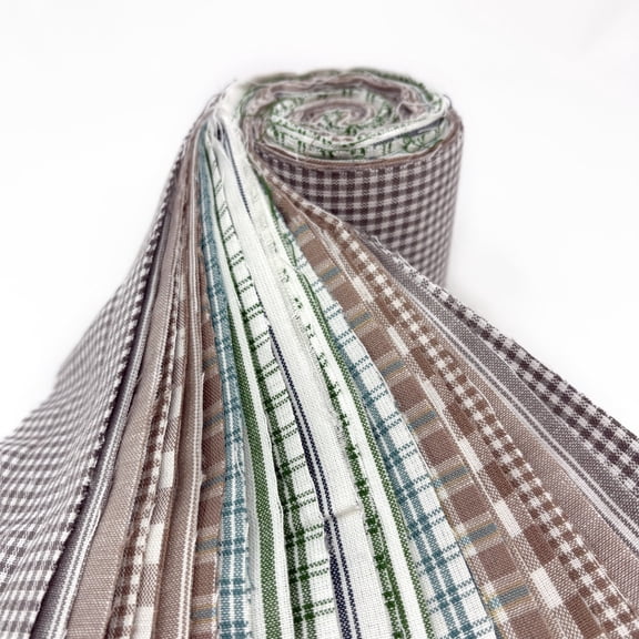 Lightwash Gray Taupe Plaid Homespun Fabric 2.5 X 44 inch Precut Roll (Jelly Roll) - 22 pc. by JCS