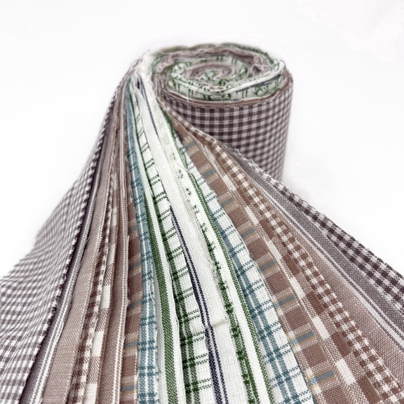 Lightwash Gray Taupe Plaid Homespun Fabric 2.5 X 44 inch Precut Roll (Jelly Roll) - 22 pc. by JCS